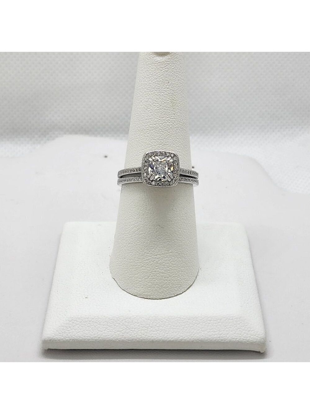 Brand New Sterling Silver 925 2pcs Square Gemstone Ring